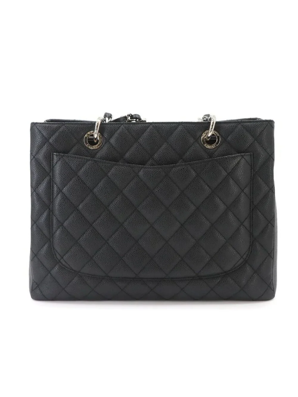 Chanel Quilted Grand Shopping Chain Tote Bag GST Caviar Leather Black